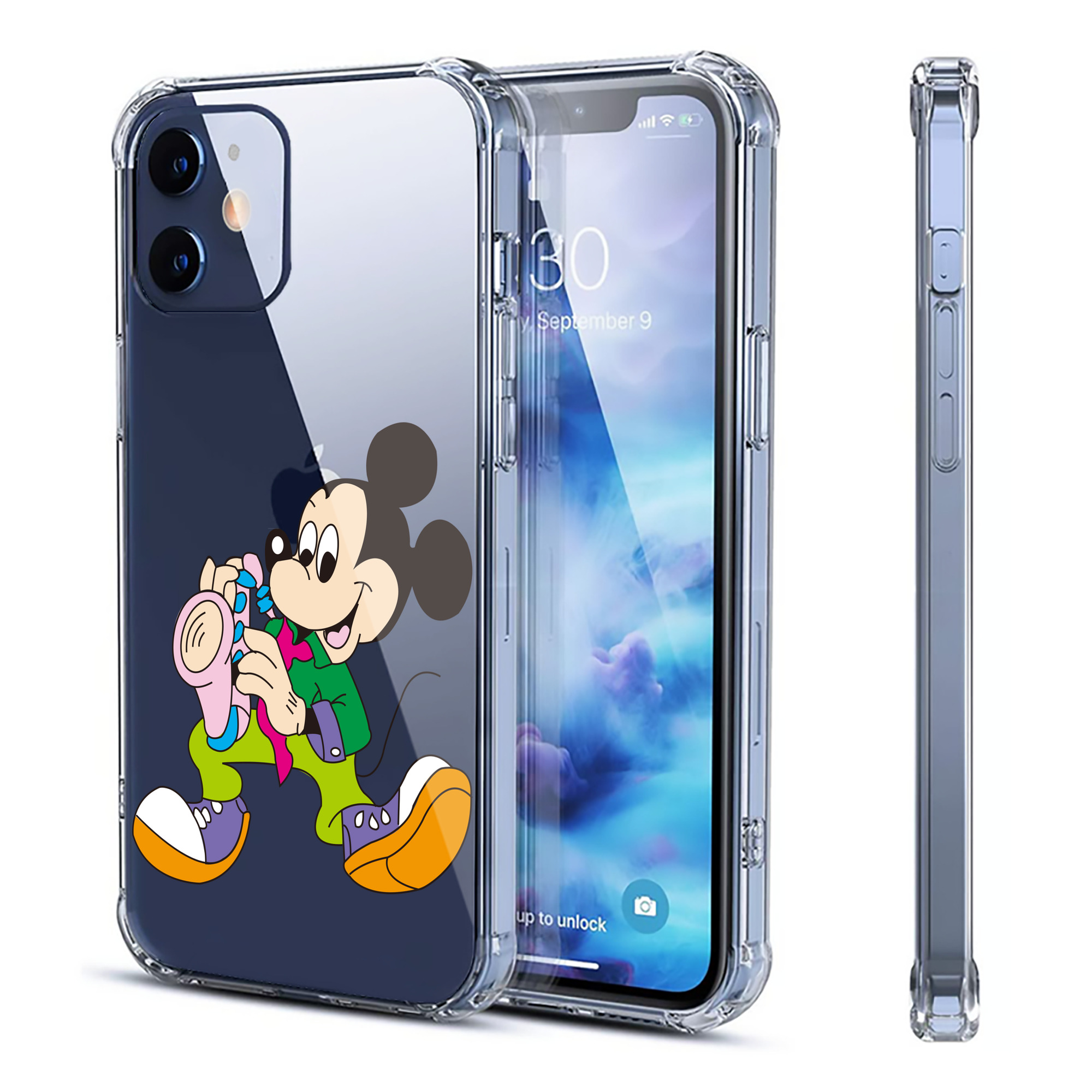 （画像用） ミッキーマウス Mickey Mouse 【iPhone 12シリーズ対応】透明スマホケース（クリアソフトケース）